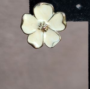 Vtg Monet Enamel Flower Signed Earrings